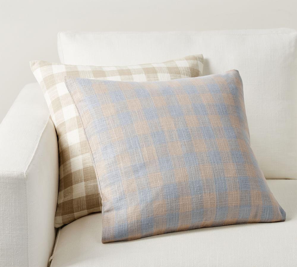 Blue check cushion covers top